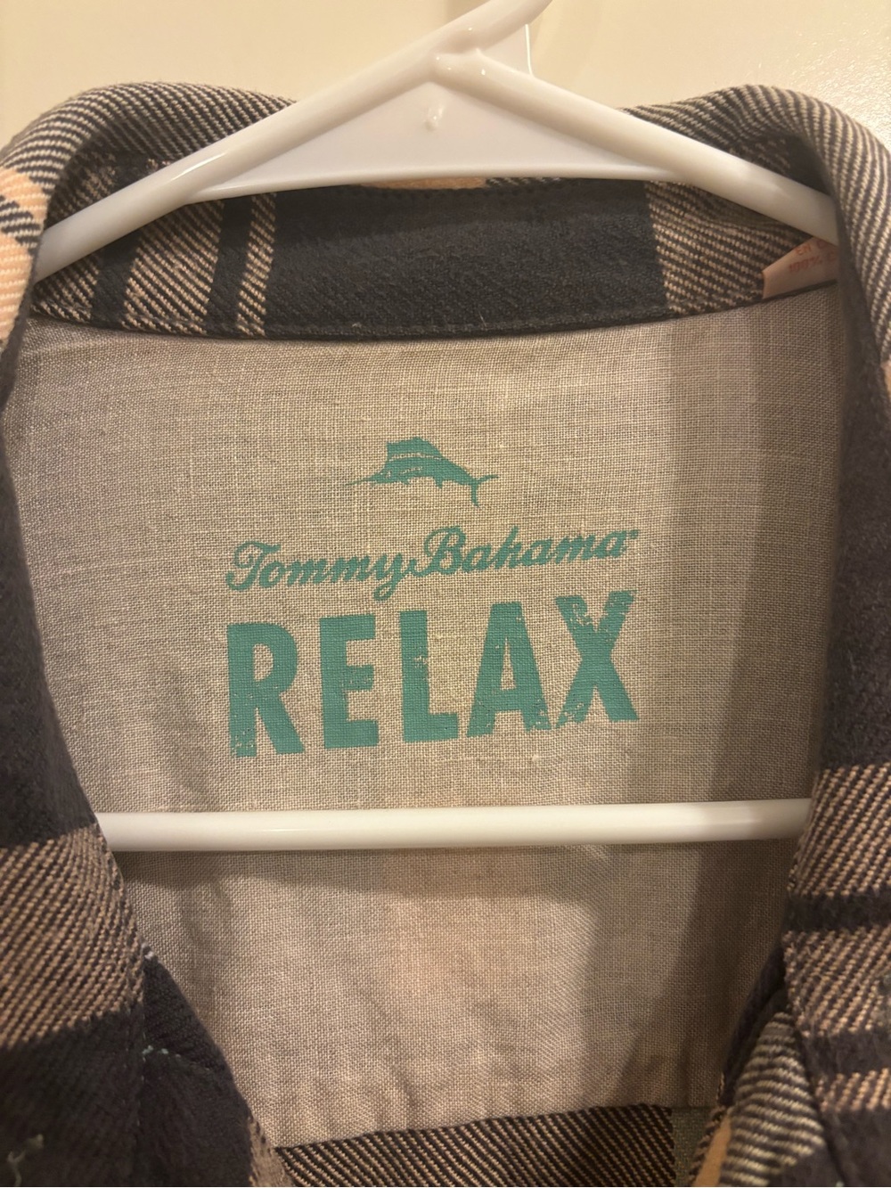 Men’s Tommy Bahama Relax Plaid Shirt Jacket - Teal/Gray Logo Sz Large